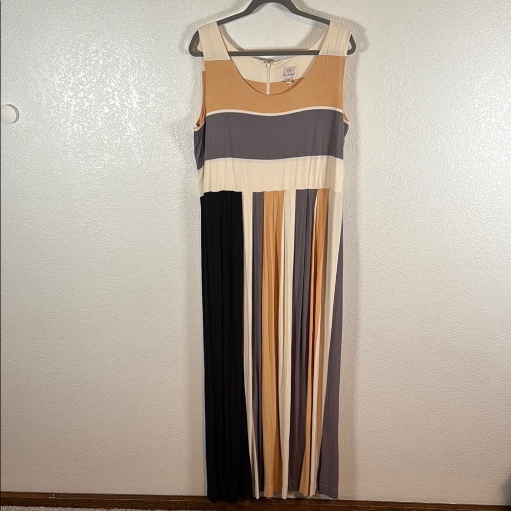 Hot in Hollywood Contrast Stripe Stretch Jersey Maxi Dress Size XL NWT